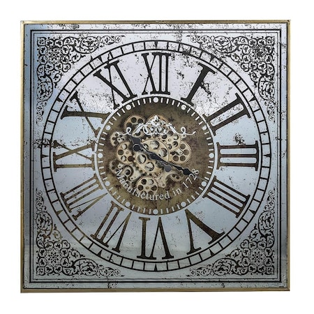 Homeroots Silver & Gold Antique Style Square Wall Clock 401294